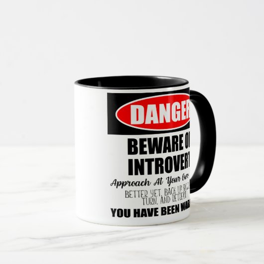 Mug Danger Attention au panneau Introvert (Devant droit)