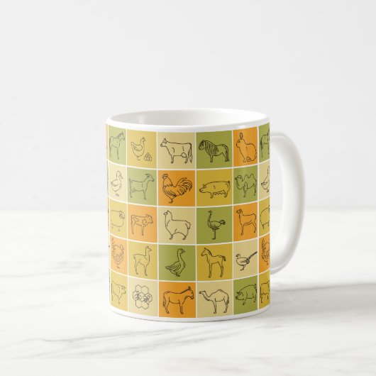 Mug d'animaux de ferme - Conception agricole rusti (Devant droit)