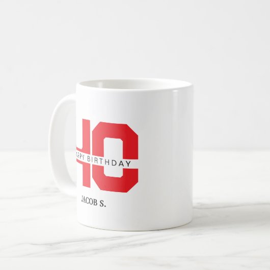 Mug d'anniversaire avec âge et nom customisés (Devant gauche)