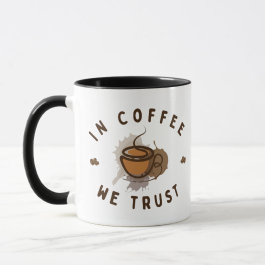 Mug Dans Café nous faisons confiance à drôle (Gauche)