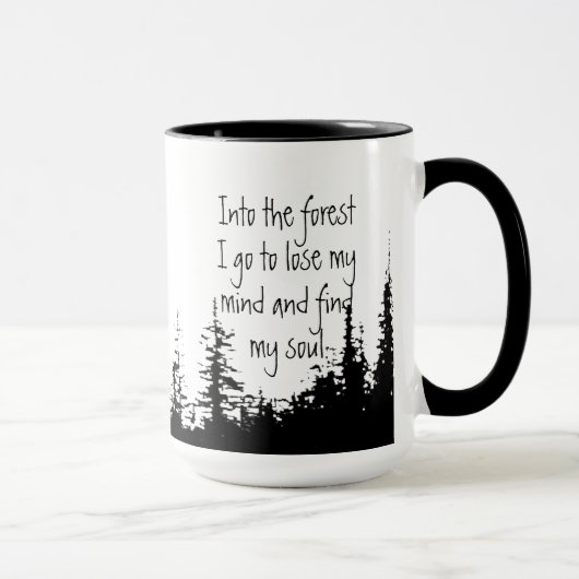 Mug Dans la forêt je vais citations inspirantes (Droite)