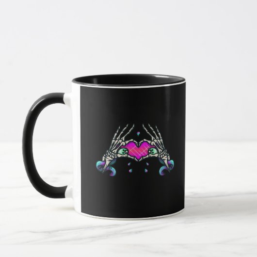 Mug Dans la mort - Squelette Mains de coeur (Gauche)