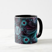 Mug Dans la profondeur bleu rose rose Abstrait Monogra (Devant droit)