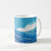 Mug Dans l'océan. Belles grandes vagues et bleu (Devant droit)