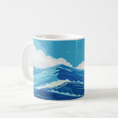 Mug Dans l'océan. Belles grandes vagues et bleu (Devant gauche)