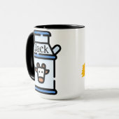 Mug "Dans une oreille..." Vache à pun personnalisable (Devant gauche)