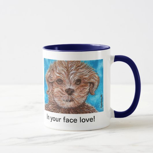 Mug Dans votre visage l'amour chiot! (Droite)