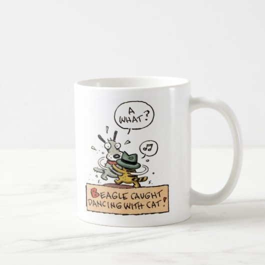 Mug Danse attrapée par beagle avec un chat (Droite)