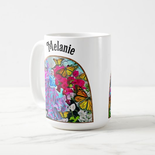 Mug Danse avec Fleurs et Papillons PV01 (Devant gauche)