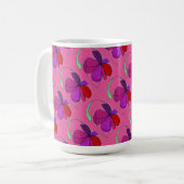Mug "Danse de fleurs sur carreaux roses" Résumé Concep (Devant gauche)