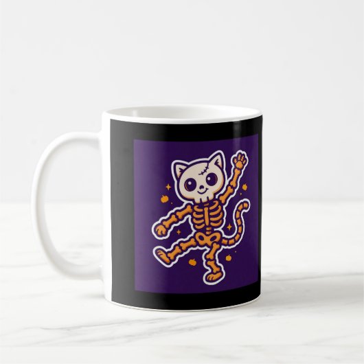 Mug Danse d'Halloween de chat squelette (Gauche)