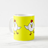 Mug Danse mignonne de poulet - blanc et jaune (Devant gauche)