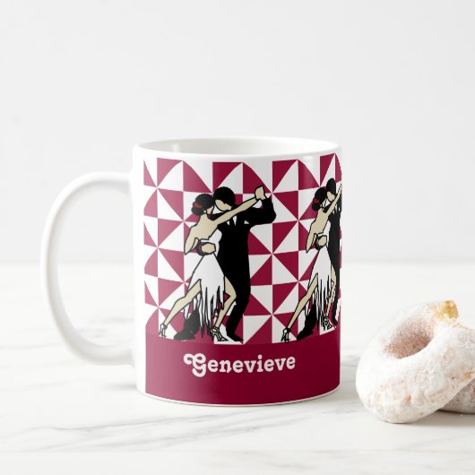 Mug Danseurs de tango Vintages géométriques (Avec donut)