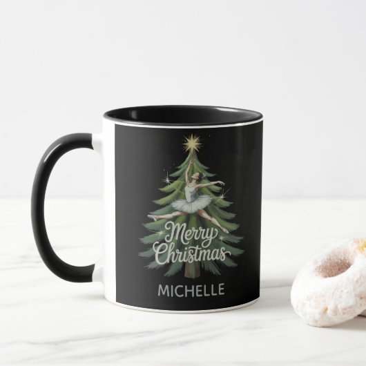 Mug Danseuse de ballet Ballerine personnalisée Noël (Avec donut)