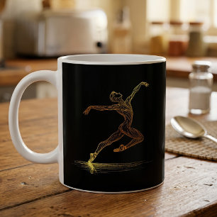 Mug Danseuse de ballet d'art en ligne dorée Illustrati