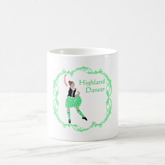 Mug Danseuse des Highlands écossais Nœud celtique Vert (Centre)