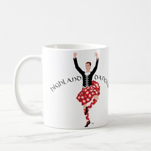 Mug Danseuse écossaise des Highlands Rouge et Noir (Gauche)
