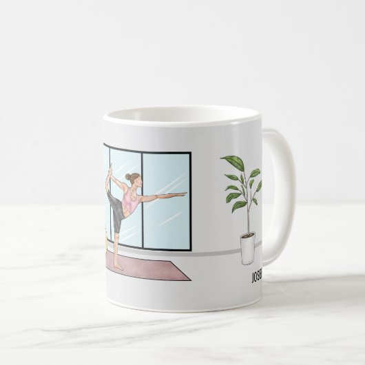 Mug Danseuse Pose Yoga Natarajasana Avec Nom Personnal (Devant droit)