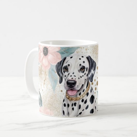 Mug Dapper Élégance dalmate et florale (Devant gauche)