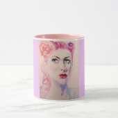Mug d'aquarelle violette Lilac de la femme vintage (Centre)