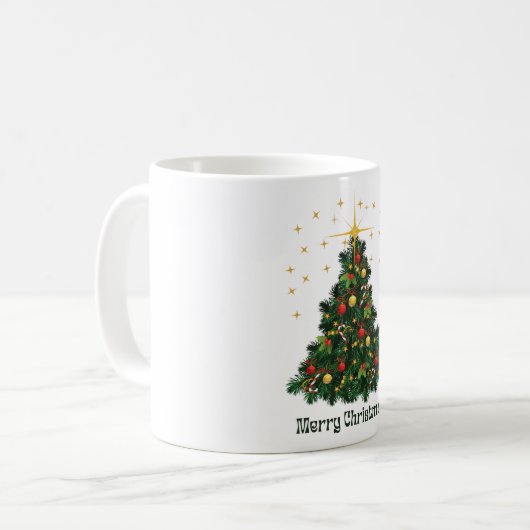 Mug d'arbre de Noël vert et or (Devant gauche)