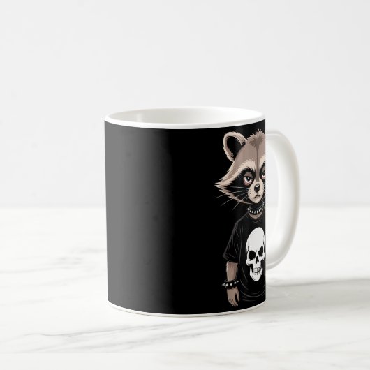 Mug Dark Emo Raccoon With Skull Punk Style Alternative (Devant droit)