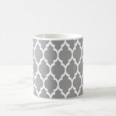 Mug Dark Gray White Moroccan Quatrefoil Pattern #4 (Centre)