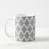 Mug Dark Gray White Moroccan Quatrefoil Pattern #4 (Gauche)