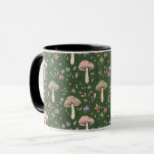 Mug Dark Hunter Green Moody Fungi Seamless Pattern (Devant gauche)