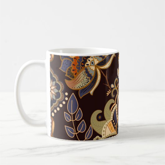 Mug Dark Paisley : Floral Indian Seamless. (Gauche)