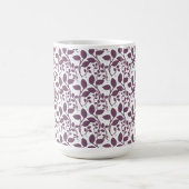 Mug Dark Purple Leaf Pattern, Elegant Botanical Print, (Centre)