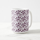 Mug Dark Purple Leaf Pattern, Elegant Botanical Print, (Devant droit)