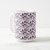 Mug Dark Purple Leaf Pattern, Elegant Botanical Print, (Devant gauche)