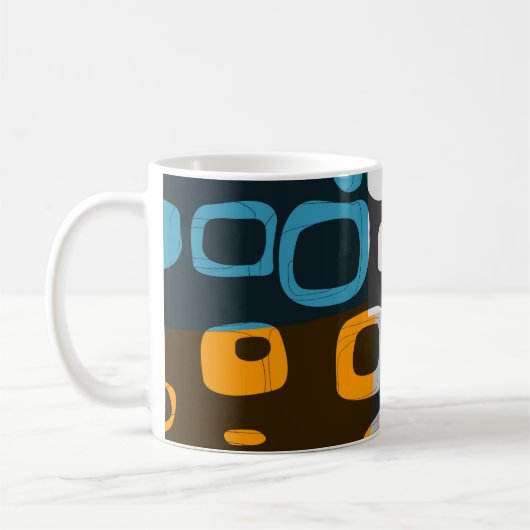 Mug d'art Abstrait bleu, orange, gris rétro (Gauche)