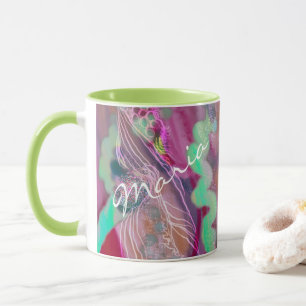 Mug d'art Abstrait numérique Tendance vert menthe 