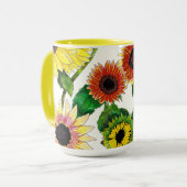 Mug d'art aquarelle tournesol baigné de soleil (Devant gauche)