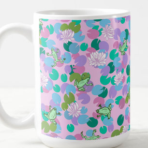 Mug d'art avec grenouille mignonne sur fond rose