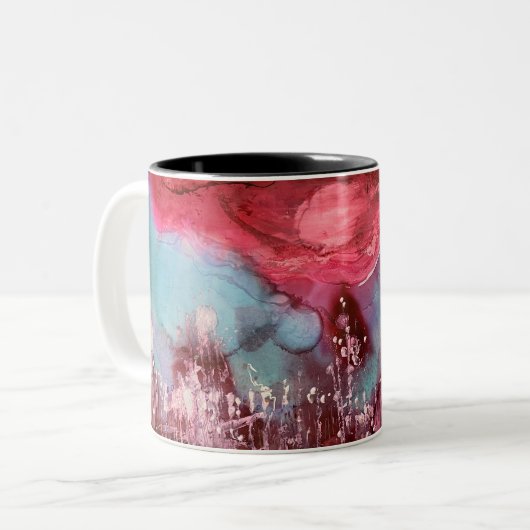 Mug d'art avec peinture du monde rouge (Devant gauche)