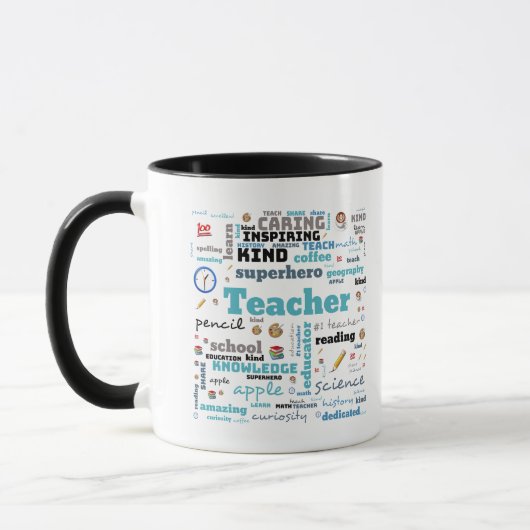 Mug d'art de mots de l'enseignant personnalisé (Gauche)