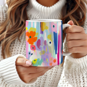 Mug d'art floral Abstrait coloré, Artistique uniqu