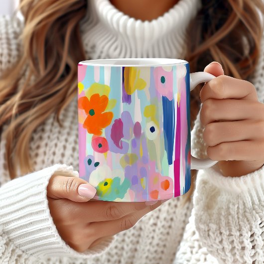 Mug d'art floral Abstrait coloré, Artistique uniqu