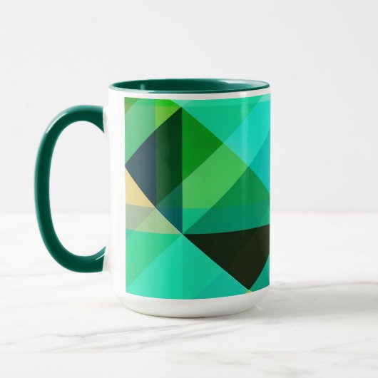 Mug d'art géométrique Abstrait en vert et Turquois (Gauche)