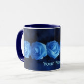 Mug d'art Rose bleu avec nom personnel Mug de fleu (Devant gauche)