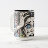 Mug d'art surréaliste psychédélique - Visage émoti (Devant gauche)