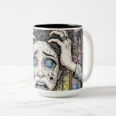 Mug d'art surréaliste psychédélique - Visage émoti (Devant droit)