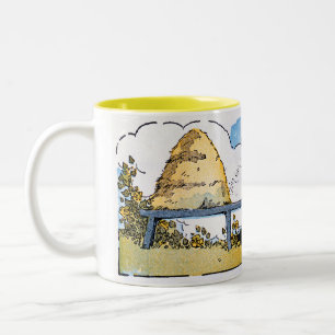 Mug d'art vintage de ruche d'abeille à miel heureu