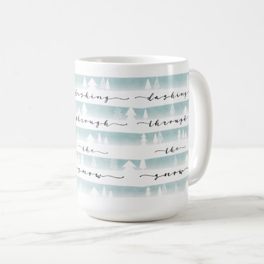 Mug Dashing À Travers La Forêt D'Aquarelle De Neige (Devant droit)