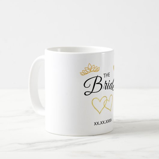 Mug Date de mariage de la mariée Design élégant (Devant gauche)