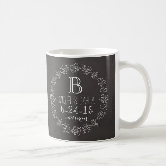 Mug Date de mariage personnalisée de monogramme de (Droite)