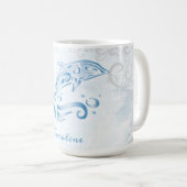 Mug Dauphin bleu Boug de café personnalisé (Devant droit)